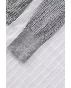 Azura Exchange Вафельный свитер с V-образным вырезом L серый