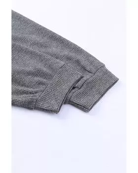 Azura Exchange Вафельный трикотажный пуловер с боковыми разрезами L серый