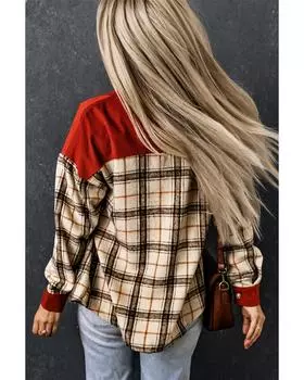 Azura Exchange Вельветовая клетчатая куртка L оранжевый