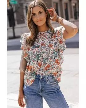 Azura Exchange Винтажный цветочный топ без рукавов S разноцветный