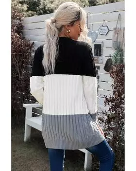 Azura Exchange Вязаный кардиган с карманом на пуговицах L чёрный