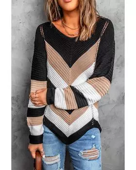 Azura Exchange Вязаный свитер с цветными блоками S чёрный