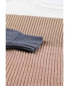 Azura Exchange Вязаный свитер с круглым вырезом в стиле колор-блок 2XL хаки