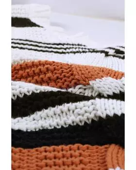 Azura Exchange Вязаный свитер с V-образным вырезом и принтом «бубльгум» Color Block S коричневый