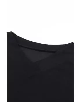 Azura Exchange Вязаный свитер с V-образным вырезом и манжетами на пуговицах S чёрный