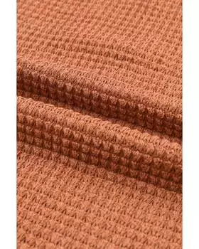 Azura Exchange Вязаный топ с контрастной отделкой пуговицами XL коричневый