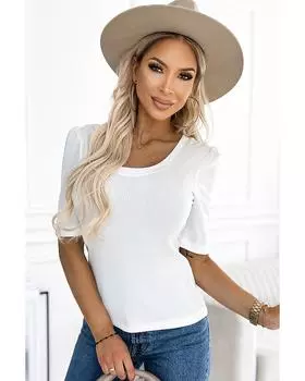 Azura Exchange Вязаный топ в рубчик L белый