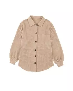 Azura Exchange Waffle Knit Button Up Shirt S хаки