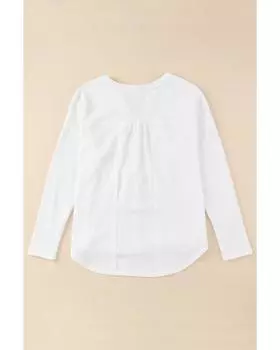 Azura Exchange Waffle Knit Half Button Henley Top M белый