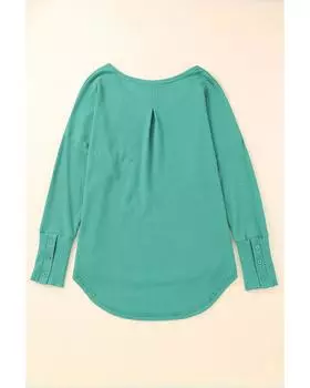 Azura Exchange Вафельный трикотажный топ с пуговицами M зелёный