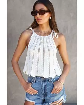 Azura Exchange Вязаный жилет с люверсами и волнистыми полосками L белый