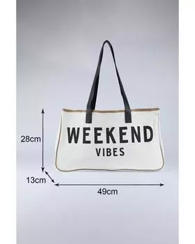Azura Exchange WEEKEND VIBES Canvas Tote ONE SIZE белый