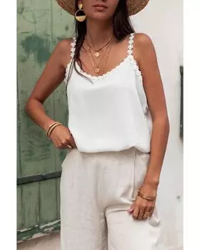 Azura Exchange Белая майка с бретельками и узором «Цветок ромашки» L белый