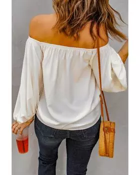 Azura Exchange White Elastic Neck Off Shoulder Top L белый