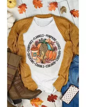 Azura Exchange White Pumpkin Spice Season Graphic Tee XL белый