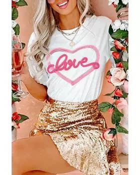 Azura Exchange White Valentine Love Tinsel Graphic T-shirt XL белый