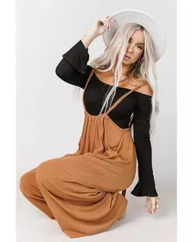 Azura Exchange Широкие брюки с подтяжками XL оранжевый