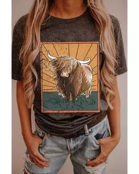 Azura Exchange Wild Land Western Fashion Graphic Tee M серый