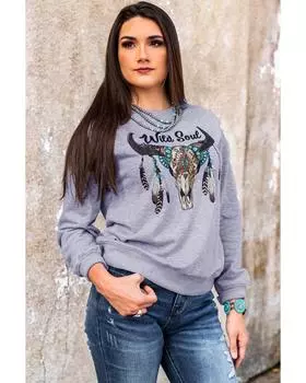 Azura Exchange Wild Soul Western Graphic Print Sweatshirt M серый