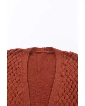Azura Exchange Woven Texture Knitted Cardigan with Pockets XL коричневый