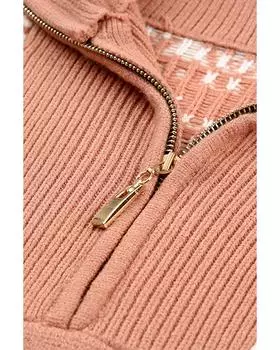 Azura Exchange вязаный свитер с застежкой-молнией на четверть XL розовый