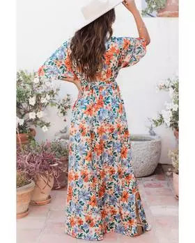 Azura Exchange Wrap Belted Maxi Dress L небесно-голубой