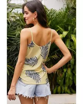 Azura Exchange Yellow Tropical Plant Print Tank Top L жёлтый