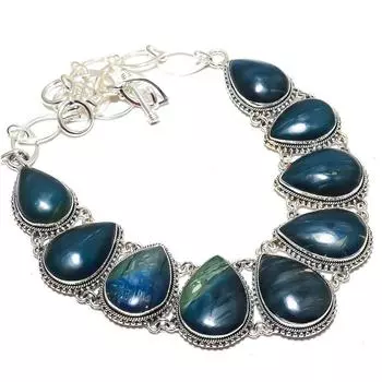 Ожерелье ручной работы из серебра 925 пробы с драгоценным камнем азурит 18 JCN360-38