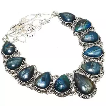 Ожерелье ручной работы из серебра 925 пробы с драгоценным камнем азурит 18 JCN360-3