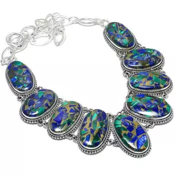 Ювелирные изделия из серебра 925 пробы с драгоценным камнем азурит и малахит, 18 дюймов JCN484-472