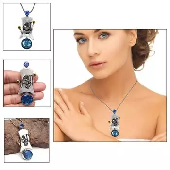 Азуритовое ожерелье Малахитовое серебро Подарочный кулон Драгоценные камни Ювелирные изделия