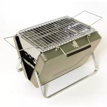 Azzurri Produce Azzurri Produce Портативная складная печь для барбекю, гриль для барбекю, подставка для костра, компактный размер, небольшой, для людей, для одиночного кемпинга, полузеленый, 1-2