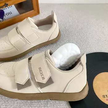 B1903 latex insole/Velcro board shoes women s shoes platform white shoes casual shoes big head shoes mango head 2024 35 хаки