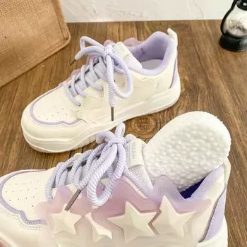 B2201 latex insole star platform bread shoes women s shoes casual 2025 spring new original niche board shoes 35