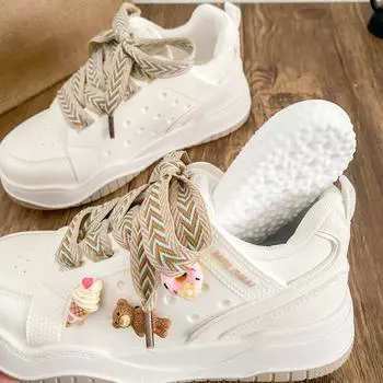 B2205 латексная стелька/аксессуары своими руками толстая подошва обувь женская обувь 2025 весна новая нишевая обувь белый хлеб 35 бежевый