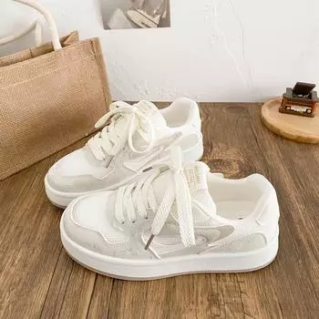 B2302 латексная стелька/толстая подошва женские туфли весна-лето новые дышащие 2025 маленькие белые туфли повседневные нишевые туфли для хлеба 35 розовый