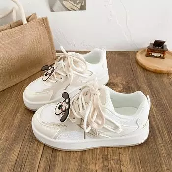 B2310 latex insole/dog accessories thick baseplate shoes women s breathable mesh spring and summer new 2025 little white shoes 35 розовый