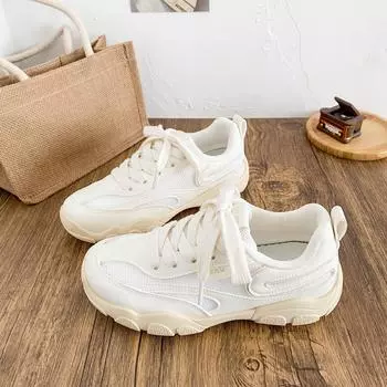 B2502 lightweight ugly dad shoes women s explosion 2025 new summer breathable mesh niche sports shoes versatile 35 серебряный
