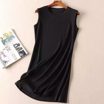 B303h Black Cotton Slim-Fit Sleeveless Sundress Black All yards