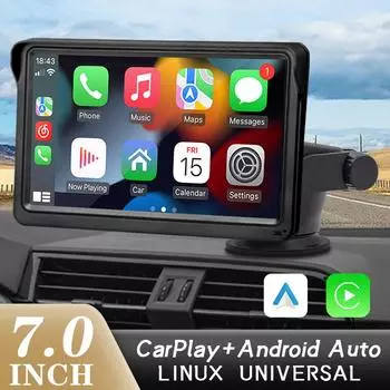 B5300 7inch CarPlay Android Auto Car Radio Multimedia Video Player Portable Touch Screen With USB AUX For Rear View Camera чёрный