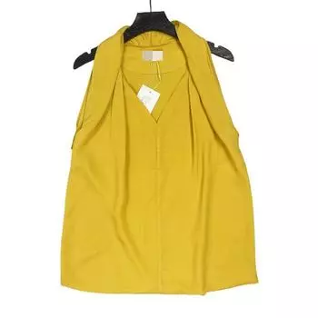 B7066 Summer New Arrival Women s Clothing Loose Casual V-neck Sleeveless Shirt Stylish Niche Style Pure Color Elegant Tops Yellow L