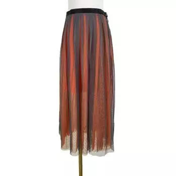 B7106 Юбка миди, длинная, сетчатая, 2025, новинка, женский цельный костюм, с высокой талией, модный, костюм-двойка, юбка из марли Ash + Orange (Two-piece set) S/155