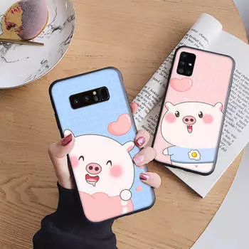 B8 Cute Pig Soft Case for iPhone 11 12 13 14 15 Pro Max Samsung S22 S23 S24 FE Ultra Xiaomi Redmi Note VIVO V27 Realme C21 OPPO Reno 8