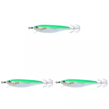B# 10.3cm/7.4g Lifelike Squid Hook Squid Jig Baits for Night Fishing (Light Gree