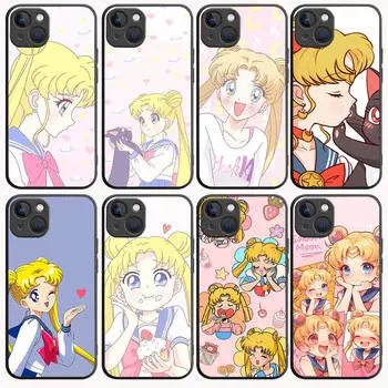 B-13 Sailor Moon черный чехол для Samsung S24 S23 S22 S21 S20 FE S10 Lite Ultra S7 S8 S9 Plus A05S A11 A12 A13 A15 A22 A24 A25 A32 A52 A71 5G Samsung M20 чёрный