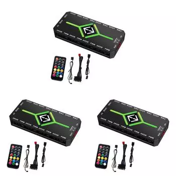 B# 1 до 9 3 в 1 PWM ARGB вентилятор концентратор разветвитель магнитный присоска концентратор с пультом дистанционного управления(Блэк