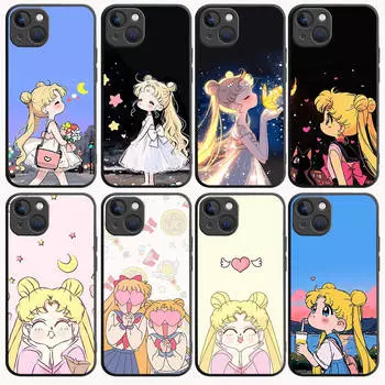 B-1 Милый черный чехол Sailor Moon для Redmi 10A 10C 12C 13C 9A 9C 9T A3X Note 10 9 9S 10S iPhone 11 12 13 14 15 16 X XS Pro Max Mini 7 8 Plus XR Xiaomi Poco M4 5G верблюд