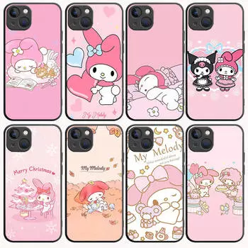 B-57 Kawaii Melody черный чехол для Samsung S24 S23 S22 S21 S20 FE S10 Lite Ultra S7 S8 S9 Plus A05S A11 A12 A13 A15 A22 A24 A25 A32 A52 A71 5G Samsung A72 коричневато-жёлтый