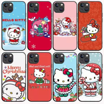 B-61 рождественский hello kitty черный чехол для Redmi 10A 10C 12C 13C 9A 9C 9T A3X Note 10 9 9S 10S iPhone 11 12 13 14 15 16 X XS Pro Max Mini 7 8 Plus XR Redmi Note 10S олений