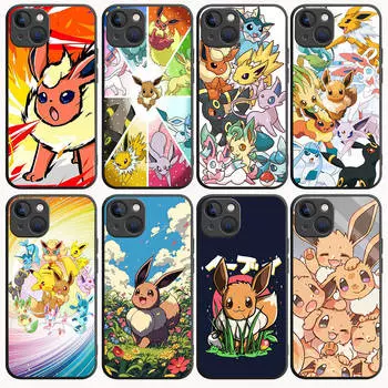 B-65 Pokemon Eevee черный чехол для Samsung S24 S23 S22 S21 S20 FE S10 Lite Ultra S7 S8 S9 Plus A05S A11 A12 A13 A15 A22 A24 A25 A32 A52 A71 5G Samsung A13 4G коричневато-жёлтый